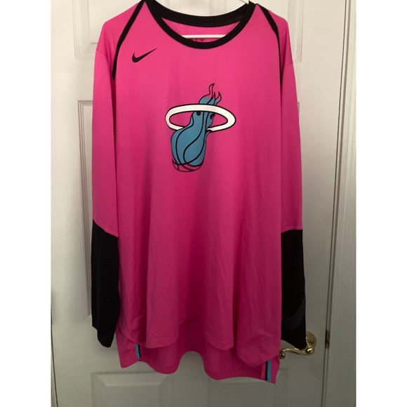 Men's 3XL NWOT Nike Miami HEAT Vice Nights Long Sleeve T-Shirt Hyper Elite Shoot - Picture 1 of 7